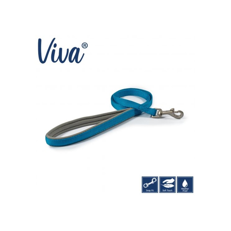 Ancol - Viva Nylon Padded Snap Lead - Blue - 100cm x 12mm (Max 20kg)