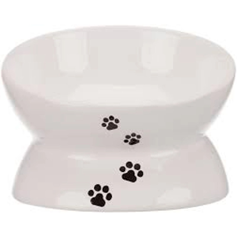Trixie - Elevated Ceramic Bowl - White - 13cm