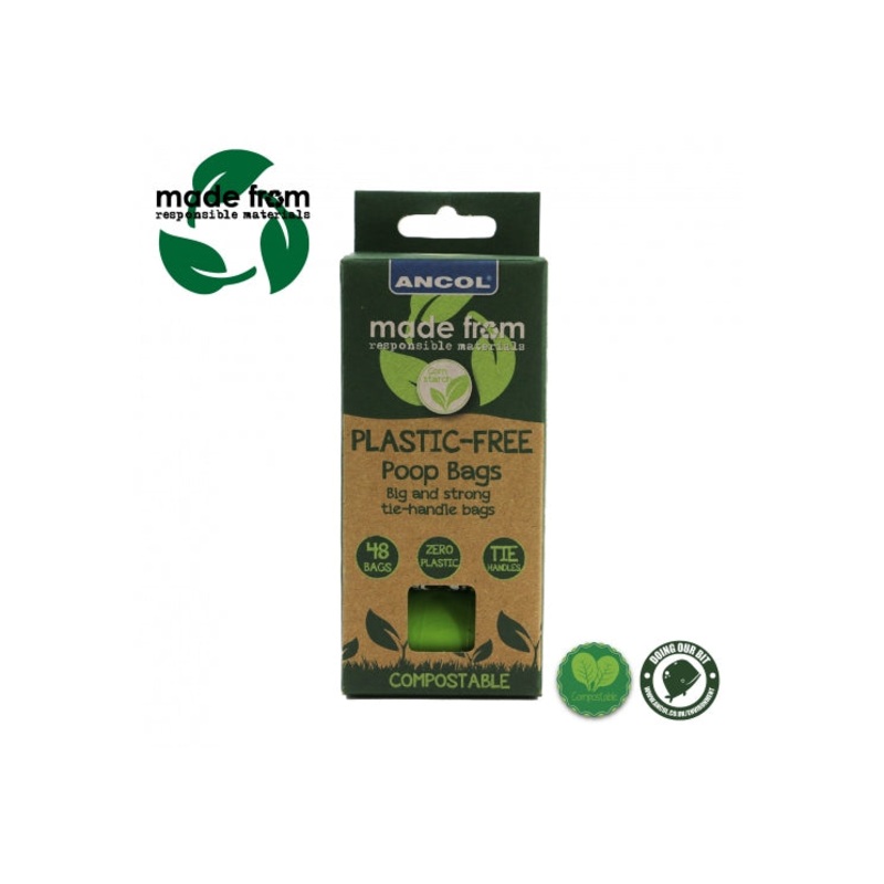 Ancol - Paws for the earth Plastic Free Poop Bag - 4 Roll Refill  (48 Pack)