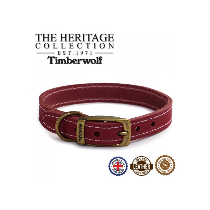 Ancol - Timberwolf Leather Collar - Pink - Size 3 (28-36cm)