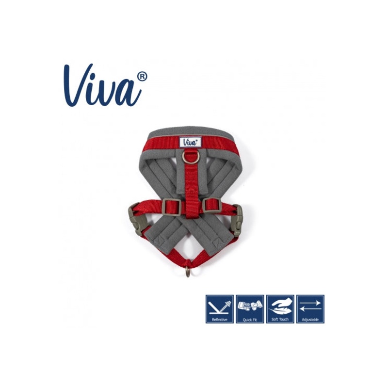Ancol - Viva Nylon Padded Harness - Red - Large (52-71cm)