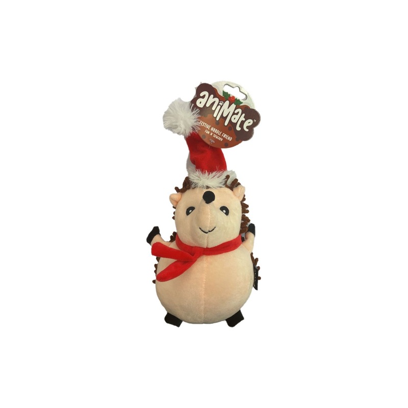 aniMate - Festive Noodle Friends Dog Toy - Hedgehog - 25cm