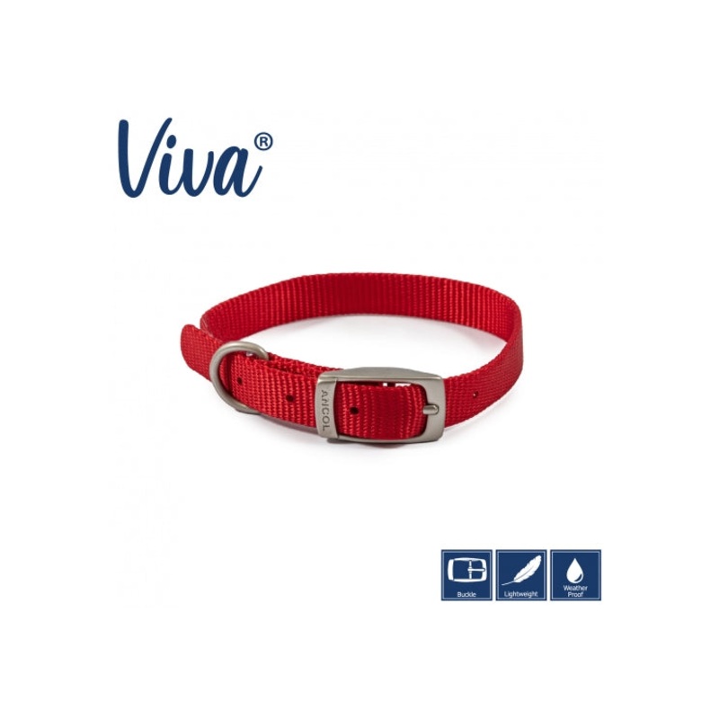 Ancol - Viva Nylon Buckle Collar - Red - Size 6 (45-54cm)