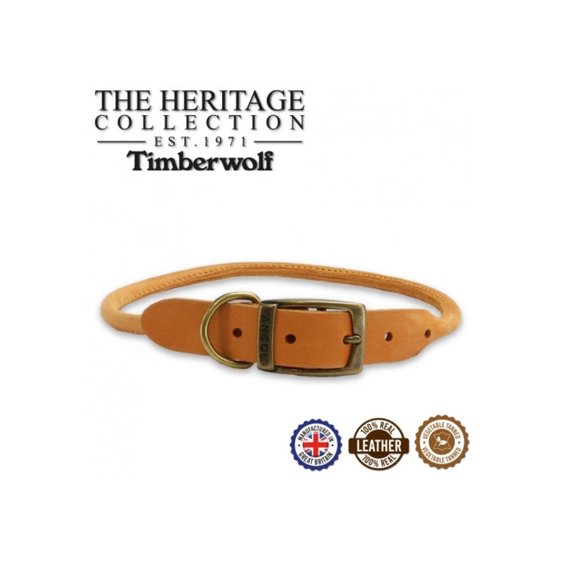 Ancol - Timberwold Round Leather Collar - Mustard - Size 4