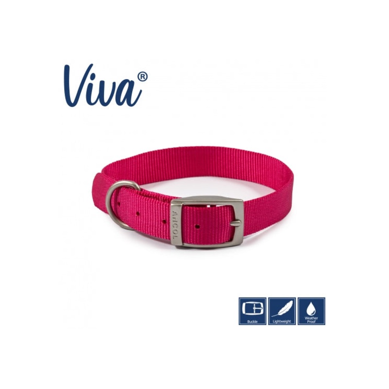 Ancol - Viva Nylon Buckle Collar - Pink - Size 6 (45-54cm)