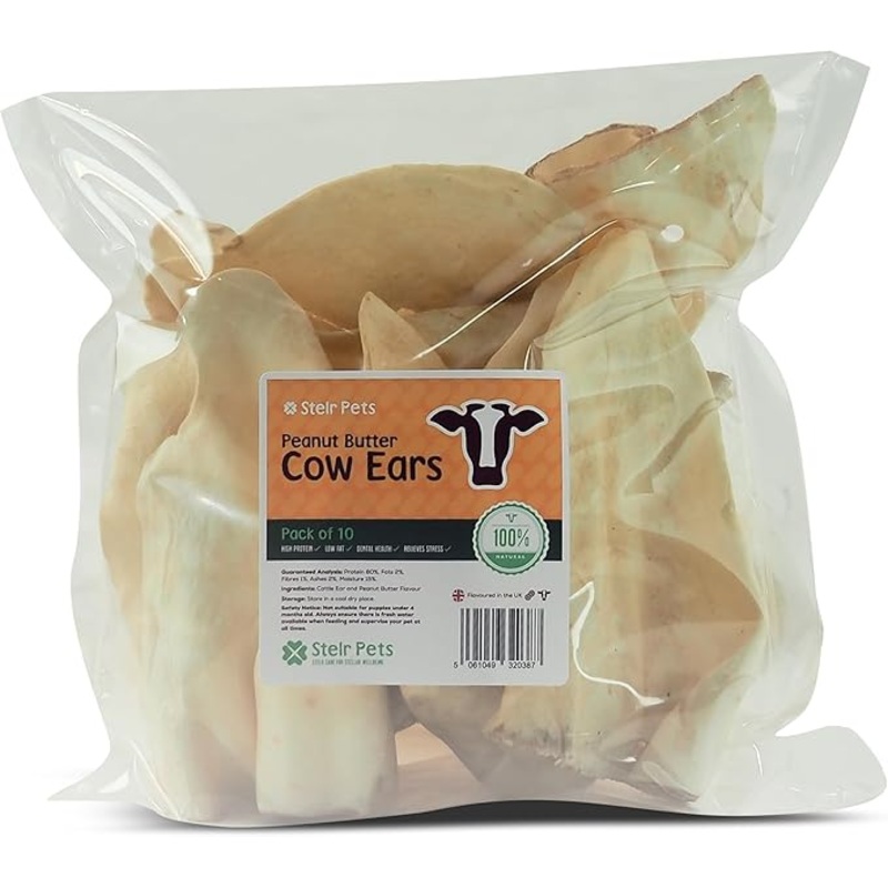 StelrPet - Cow Ear - Peanut Butter - Per Ear