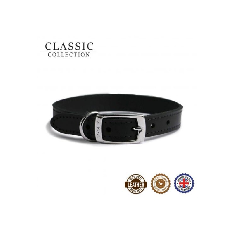 Ancol - Classic Leather Collar - Black - 14" (Size 2)