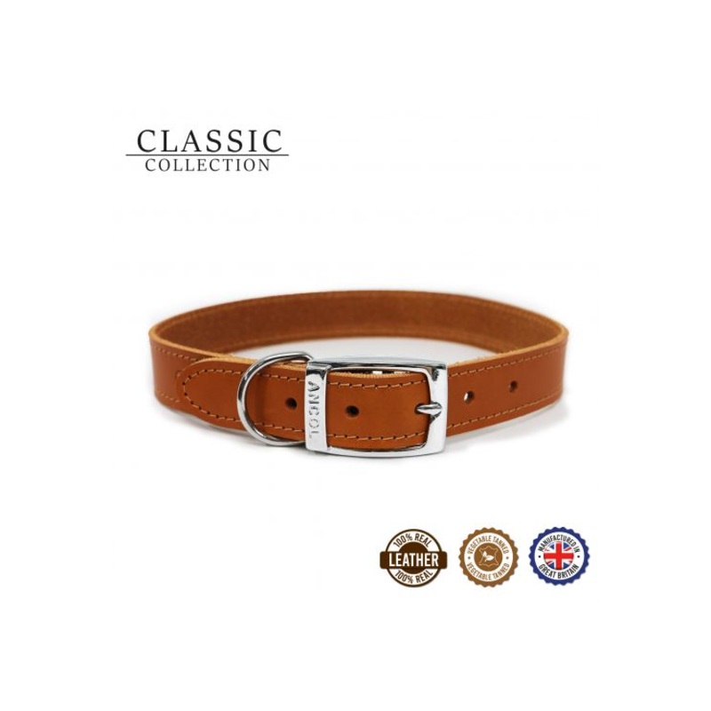 Ancol - Classic Leather Collar - Tan - Size 2 (14")