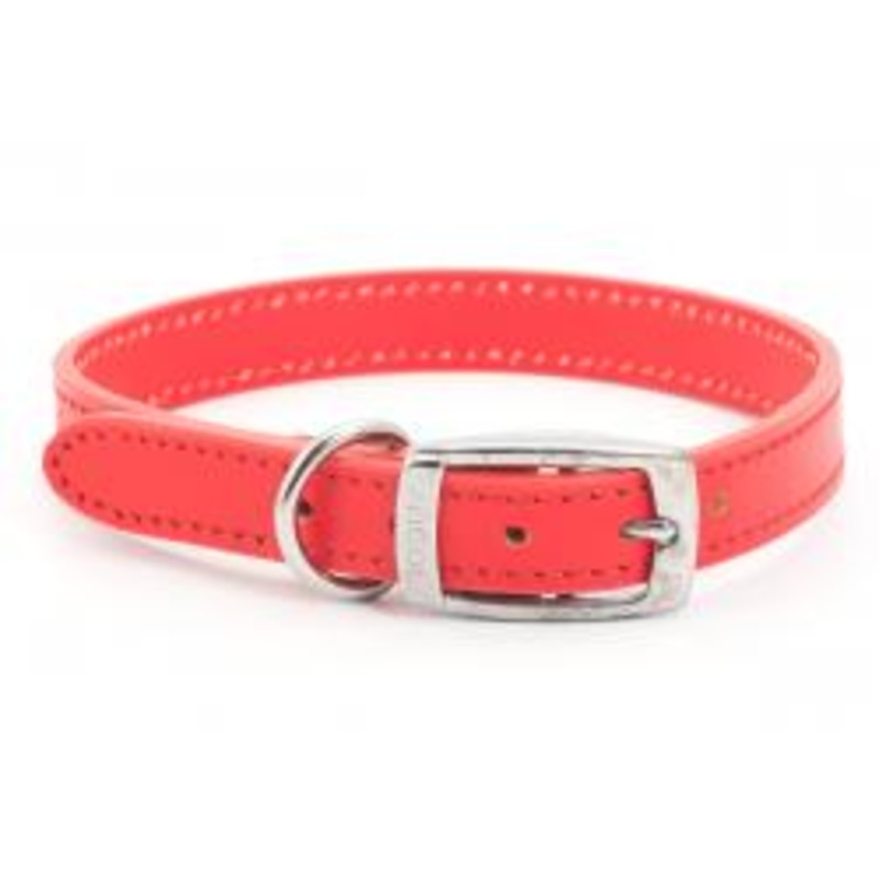 Ancol - Leather Collar - Red - (22")