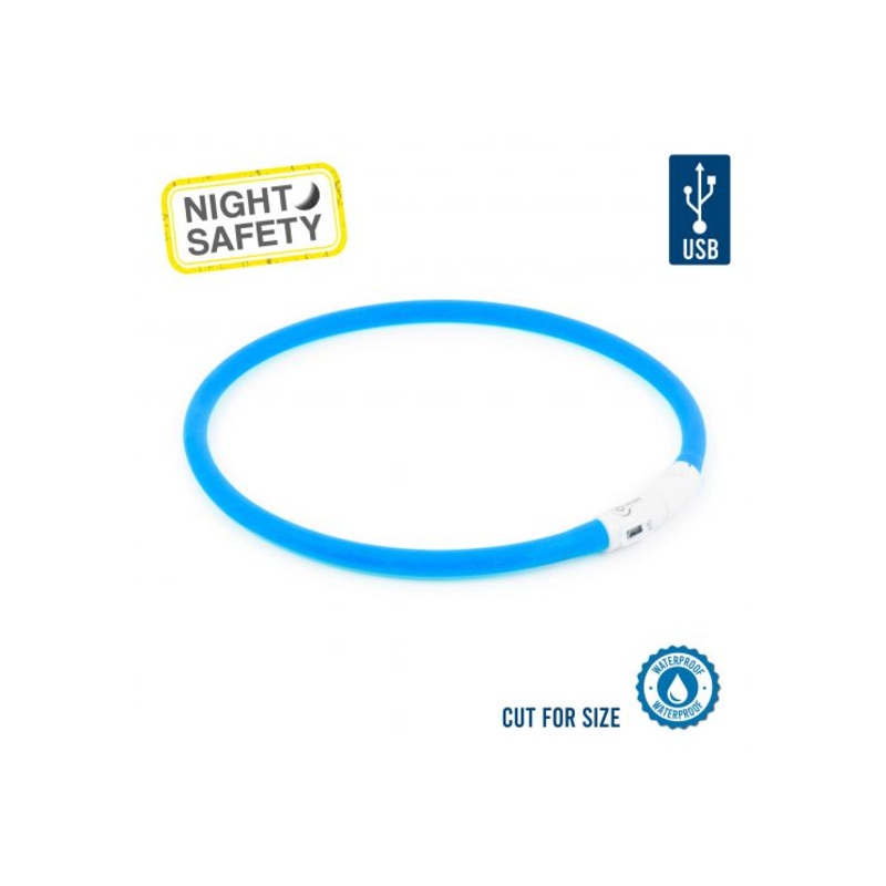 Ancol - USB Rechargeable Safety Halo - Blue - 70cm