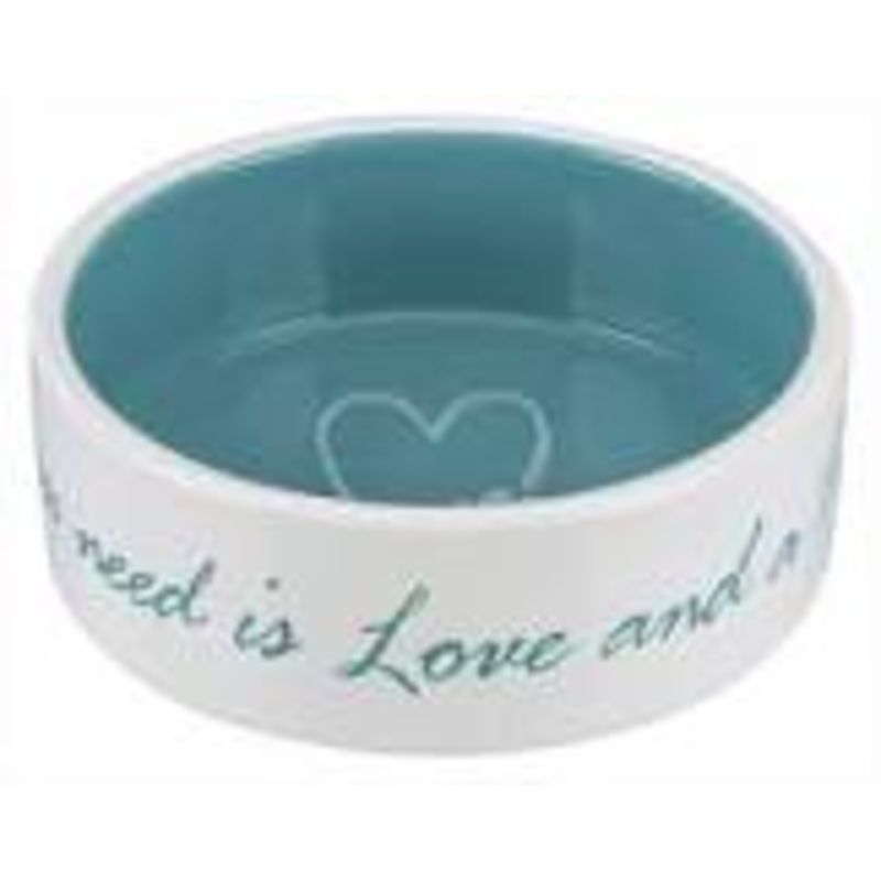 Pet's Home - Ceramic Bowl - Cream/Petrol - 12cm