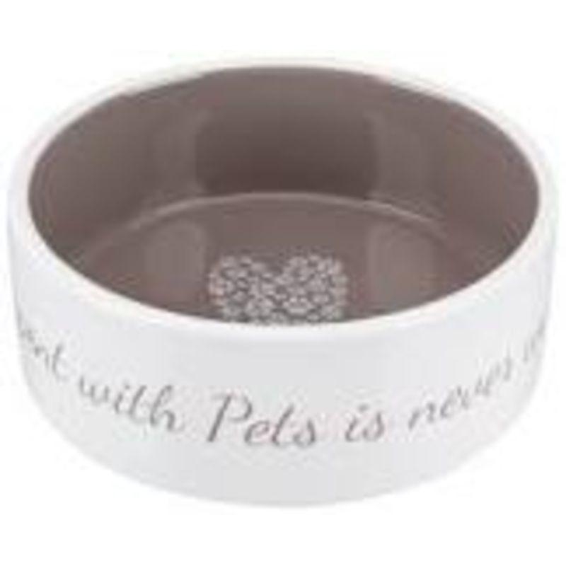 Pet's Home - Ceramic Bowl - Cream/Taupe - 16cm