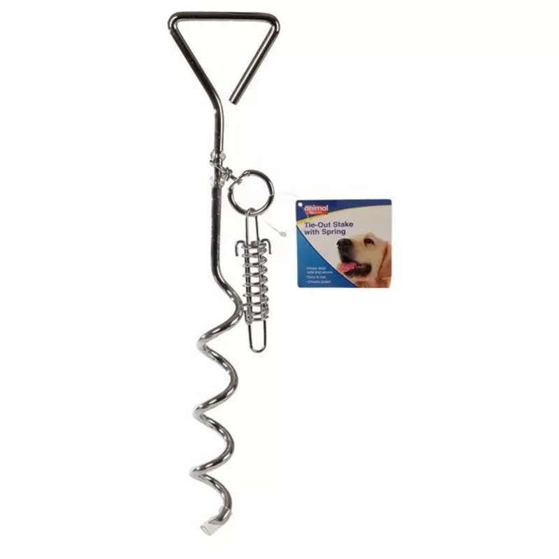 Animal Instincts - Spiral Tie Out Stake With Spring - 41cm
