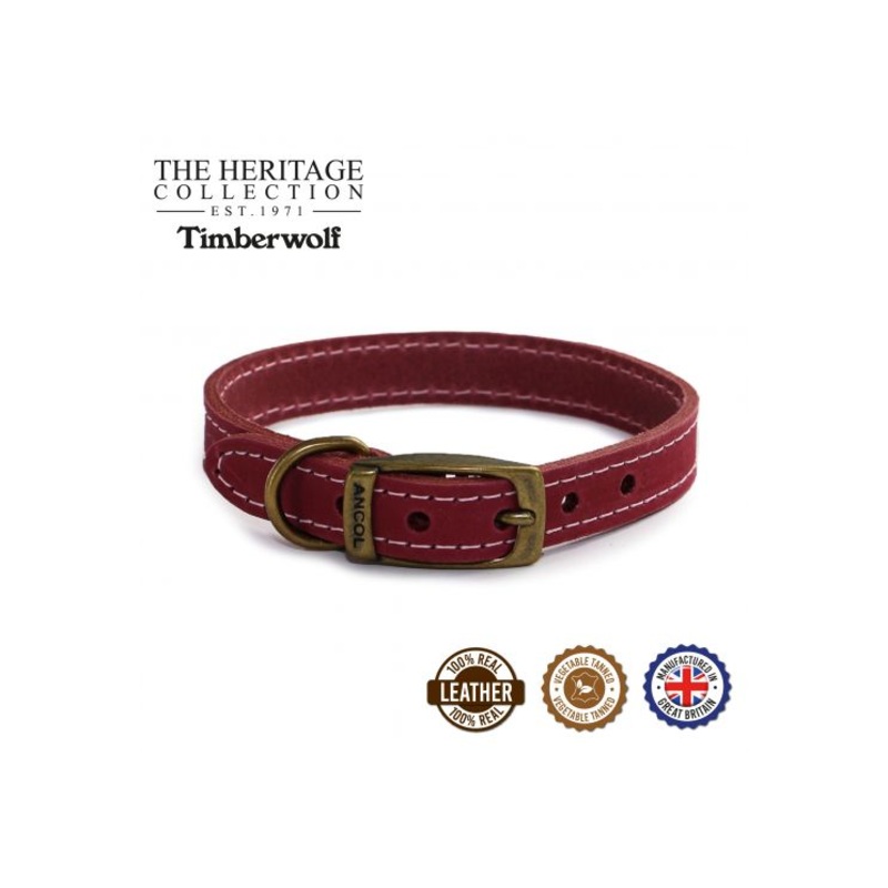 Ancol - Timberwolf Leather Collar - Pink - Size 5 (39-48cm)