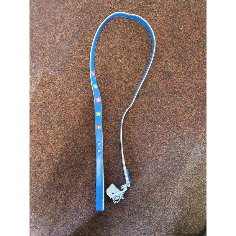 Floral Leather Look Lead - Blue & White - 120cm