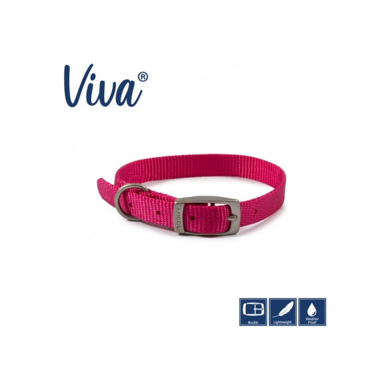Ancol - Viva Nylon Buckle Collar - Pink - Size 2 (26-31cm)