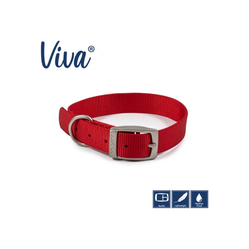 Ancol - Viva Nylon Buckle Collar - Red - Size 4 (35-43cm)
