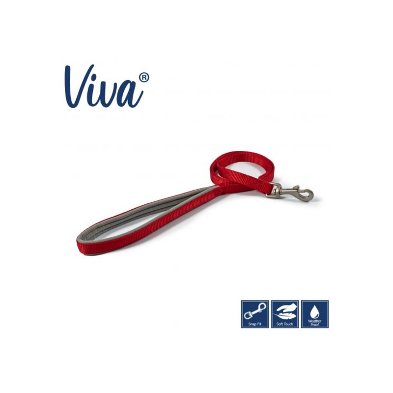 Ancol - Viva Nylon Padded Snap Lead - Red - 100cm x 12mm (Max 20kg)