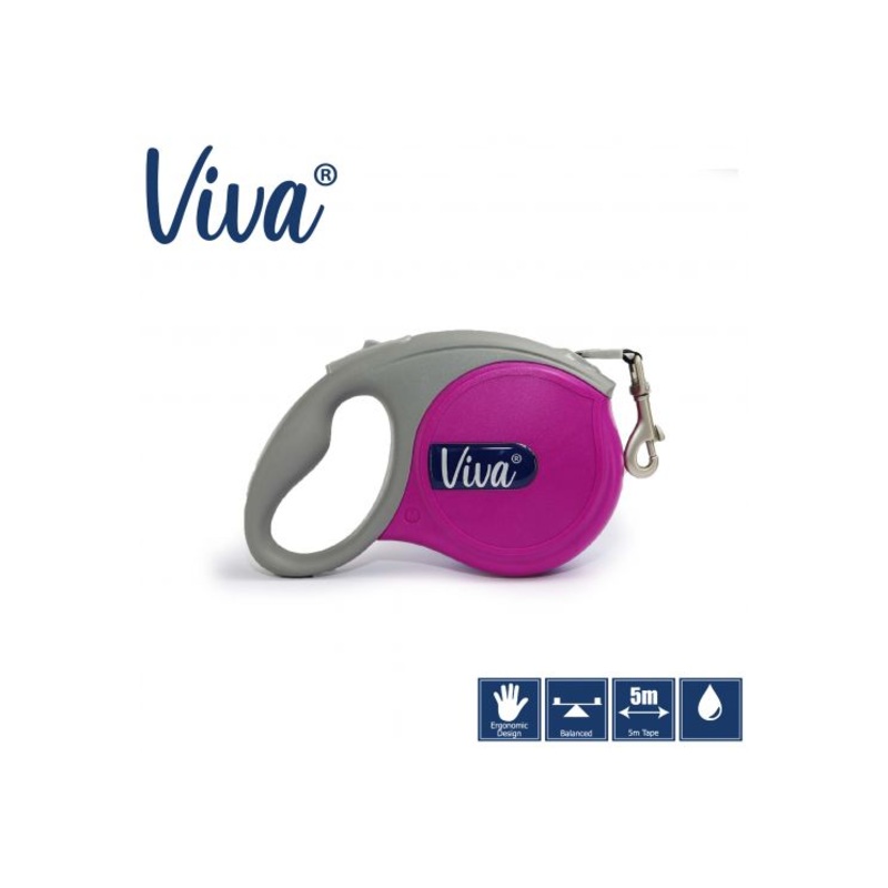 Ancol - Viva Retractable 5m Lead - Black - Large