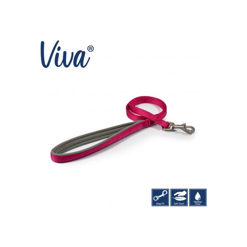 Ancol - Viva Nylon Padded Snap Lead - Pink - 100cm x 12mm (Max 20kg)