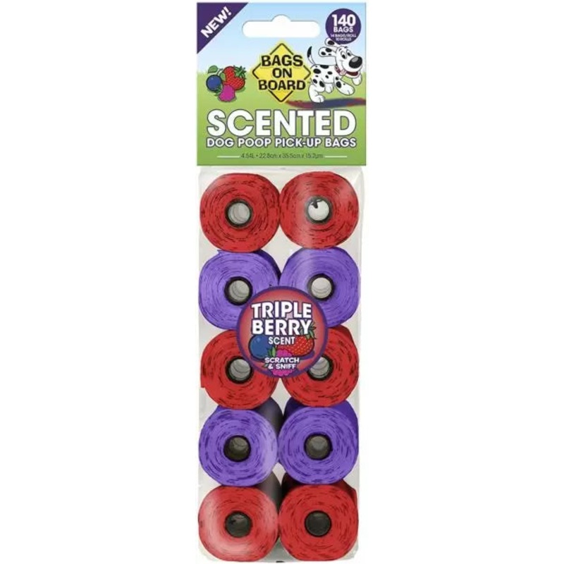 Bags on Board - Poop Pick-up Bags - Triple Berry scent - 140 Bags