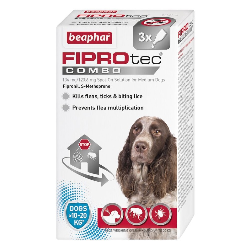Beaphar - FIPROtec Spot On COMBO - Medium (10-20kg) Dog - 3 Pip