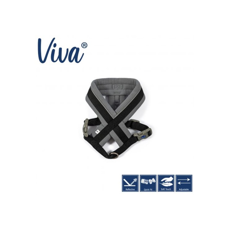 Ancol - Viva Nylon Padded Harness - Black - Large (52-71cm)