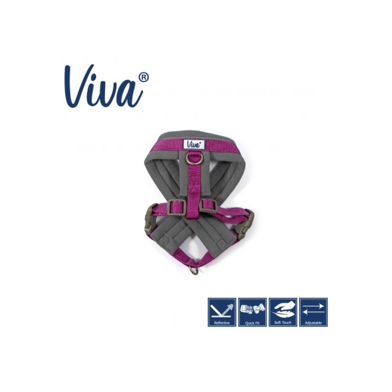 Ancol - Viva Nylon Padded Harness - Purple - Large (52-71cm)