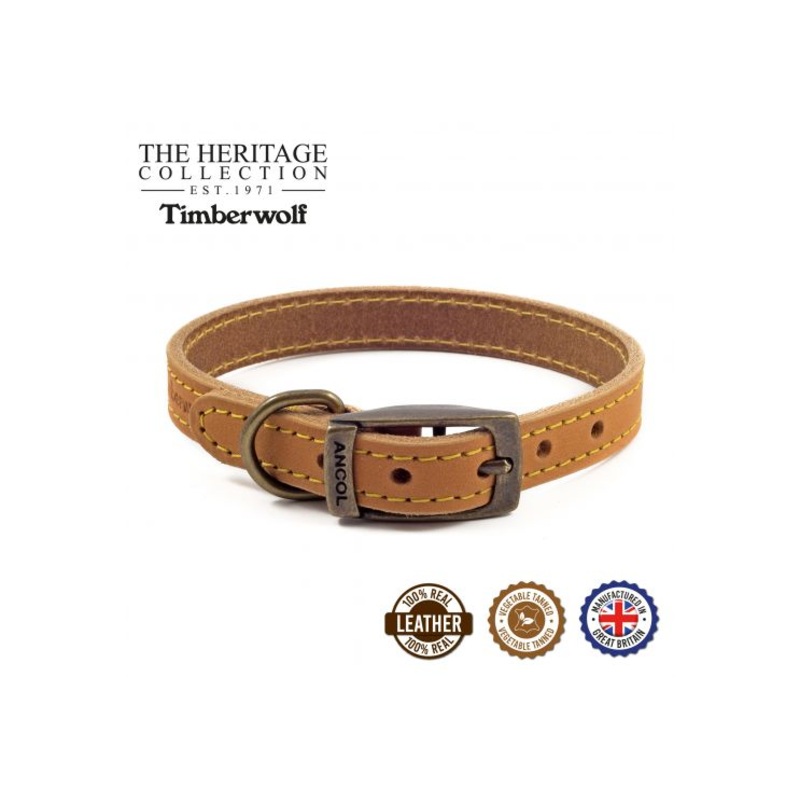 Ancol - Timberwolf Leather Collar - Mustard - Size 5 (39-48cm)