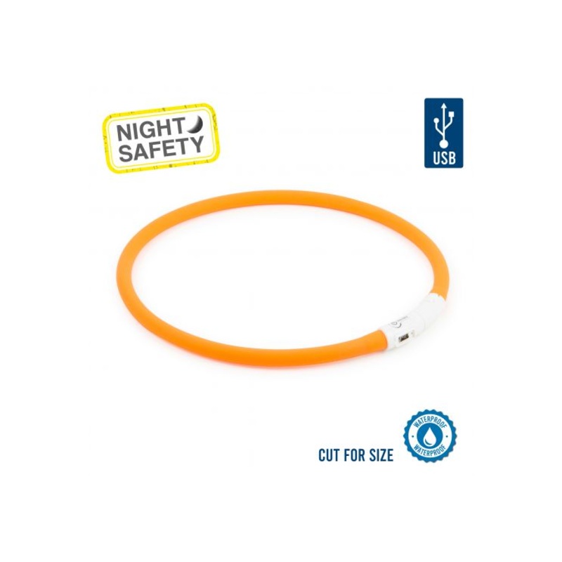 Ancol - USB Rechargeable Safety Halo - Orange - 70cm