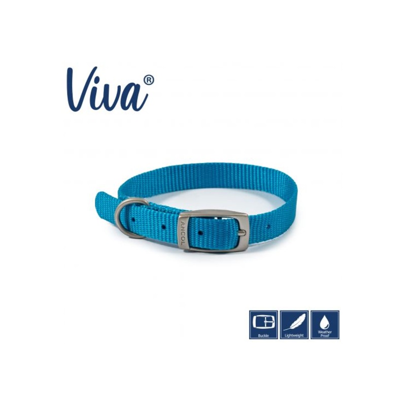 Ancol - Viva Nylon Buckle Collar - Blue - Size 3 (28-36cm)