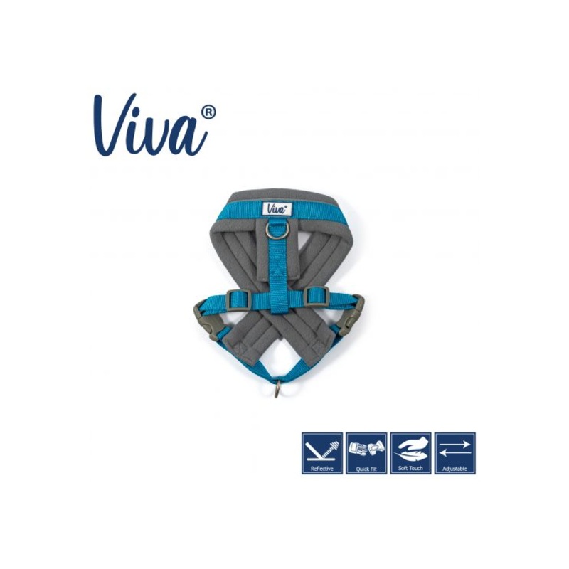 Ancol - Viva Nylon Padded Harness - Cyan - XLarge (70-98cm)