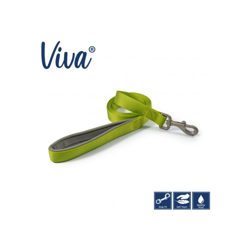 Ancol - Viva Nylon Padded Snap Lead - Lime - 100cm x 12mm (Max 20kg)