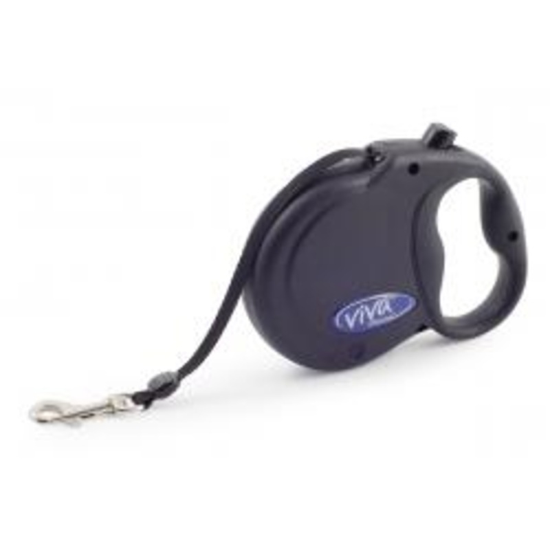 Ancol - Viva Retractable 5m Lead - Black - Small