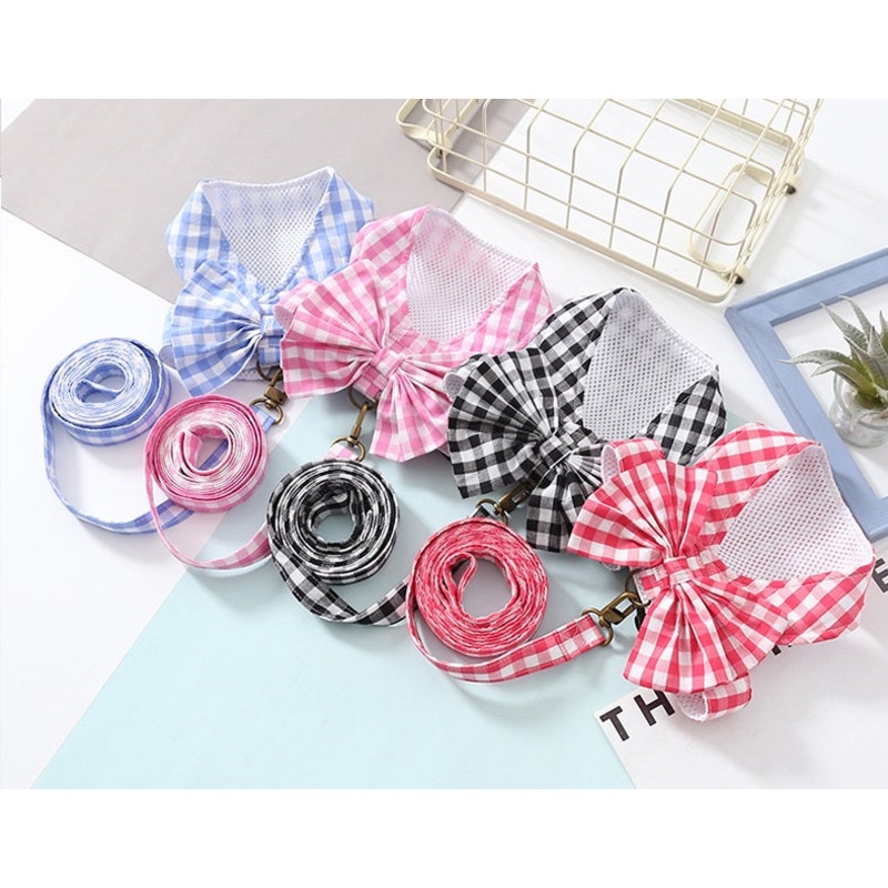 Gingham dog harness