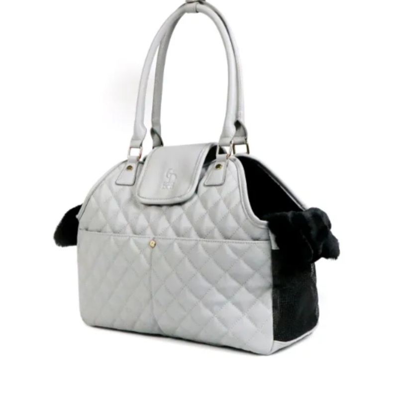 Paris Quilted Pet Carrier in Grey