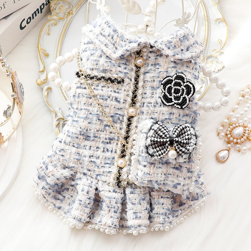 Deco dog fleece dress sky blue