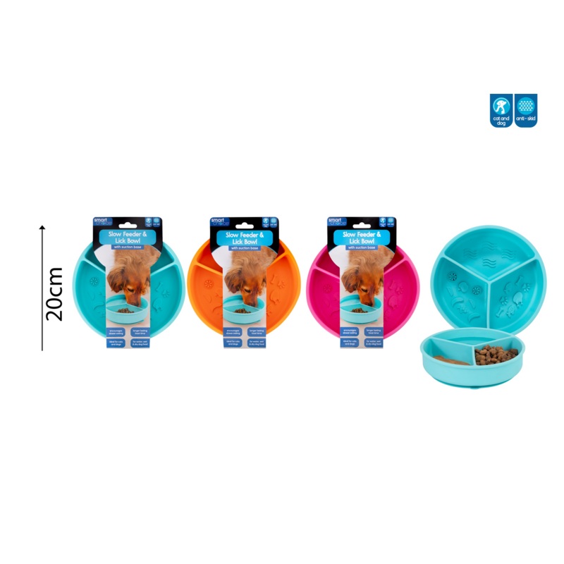 Smart Choice - 3 Section Slow Feeder & Lick Bowl 3 Colours