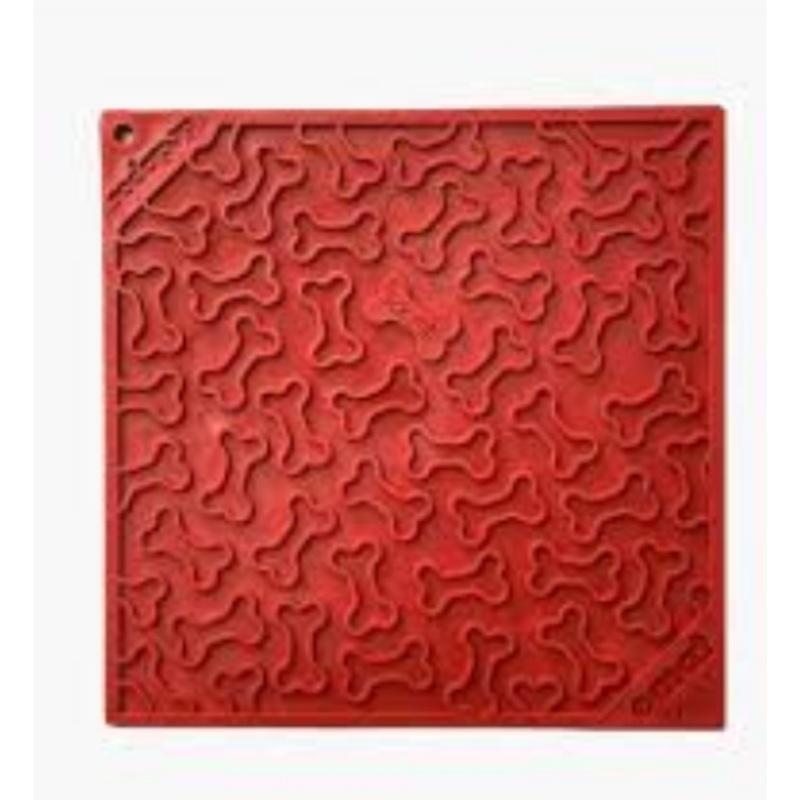 Bones Design Emat Enrichment Licking Mat - Red