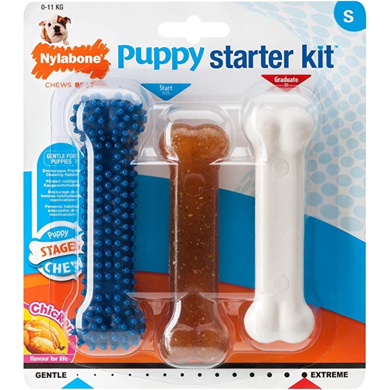 Nylabone Puppy Starter Kit, Pack of 3 Dental Dog Chew Bones,