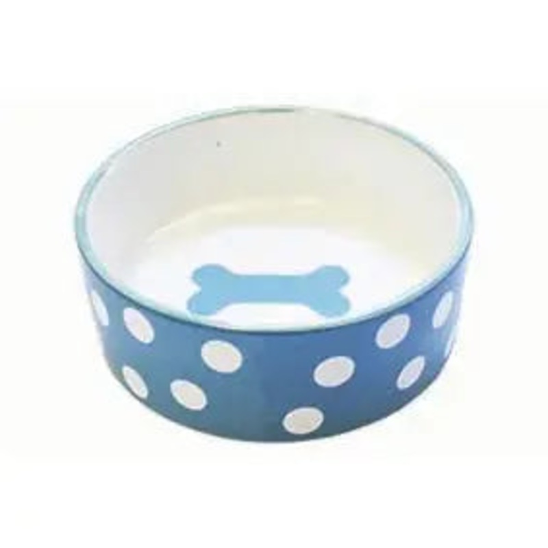 Polka Dot Pet Bowl Blue - Sml