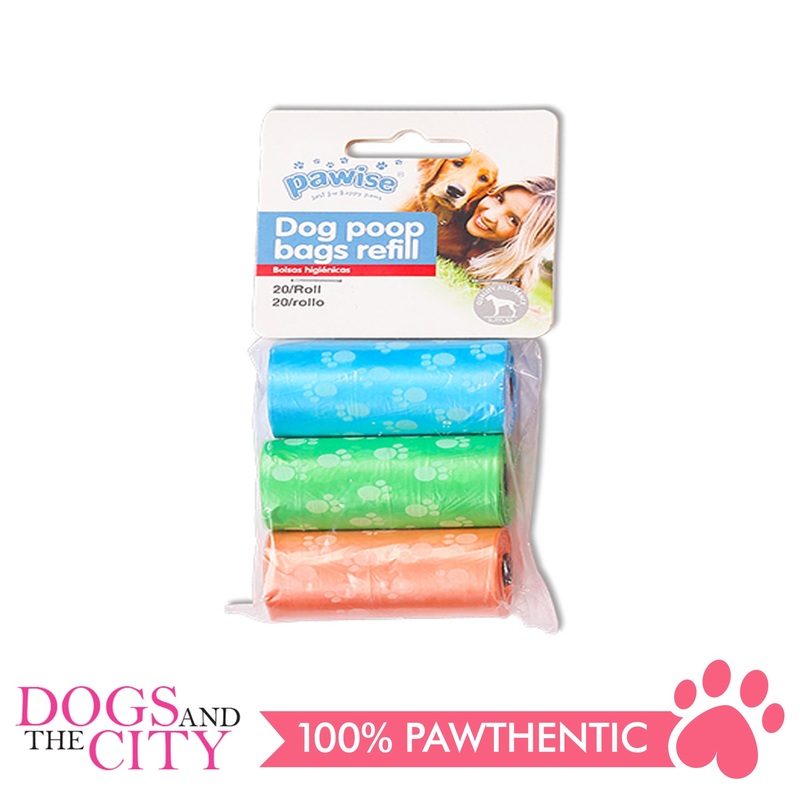 Pawise 11596 Dog Poop Bag Refills 20 sheets x 3 rolls