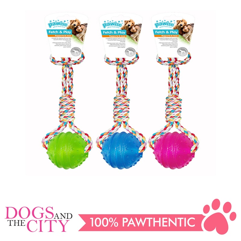 Pawise 14546 Dog Toy TPR Ball w/Rope Handle