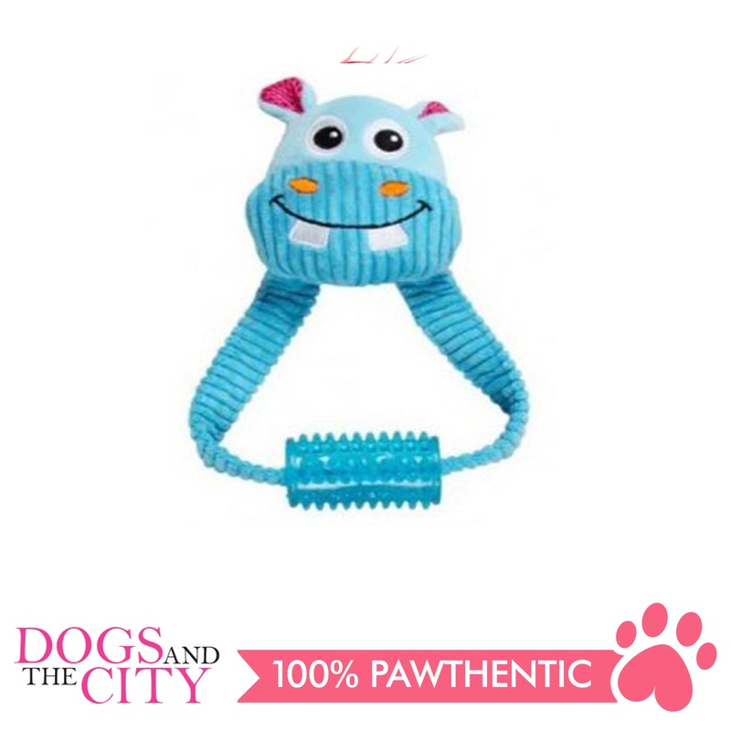 Pawise 15036 Vivid Life Hippo with Tugger Plush Pet Toy