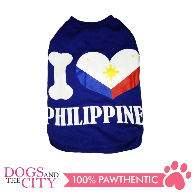 Doggiestar I Love Philippines Blue T-Shirt for Dogs
