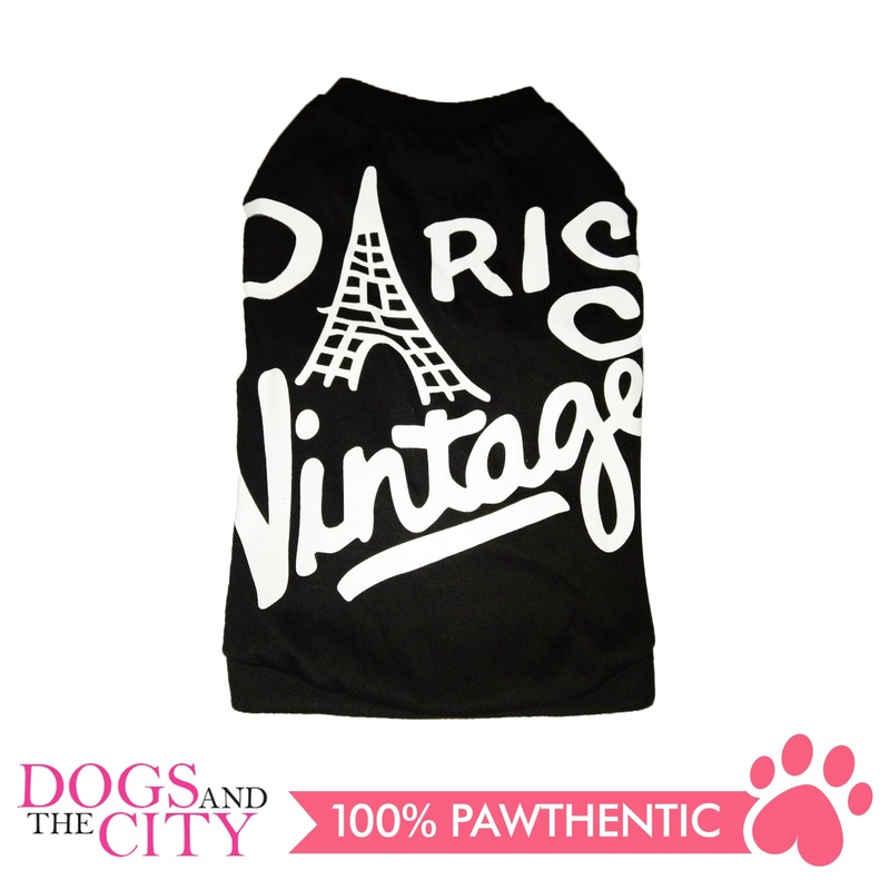 Doggiestar Paris Vintage Black T-Shirt for Dogs