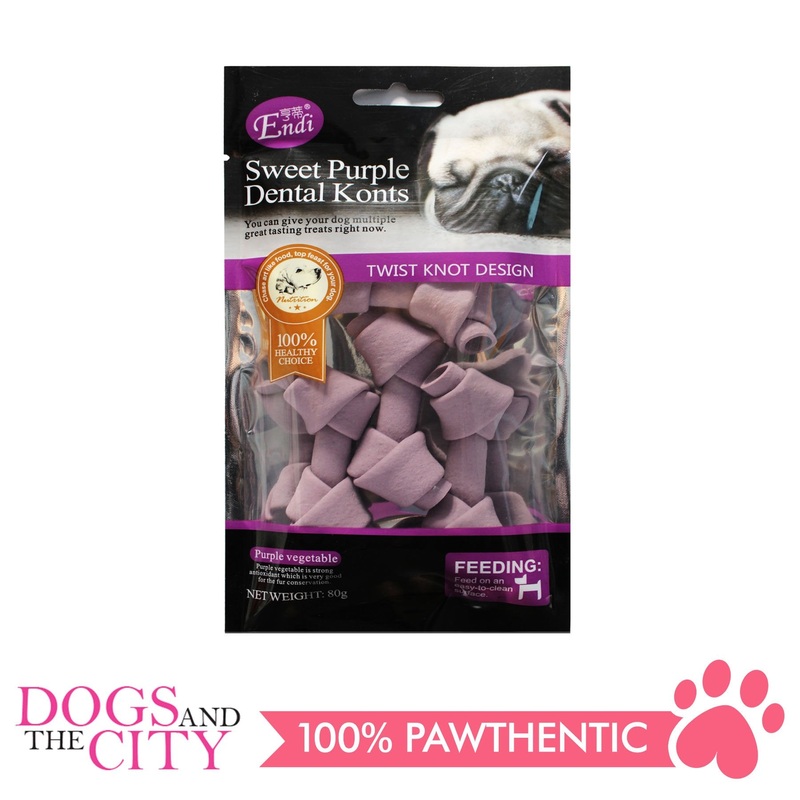 Endi E009 Sweet Purple Dental Knots Dog Treats 80g
