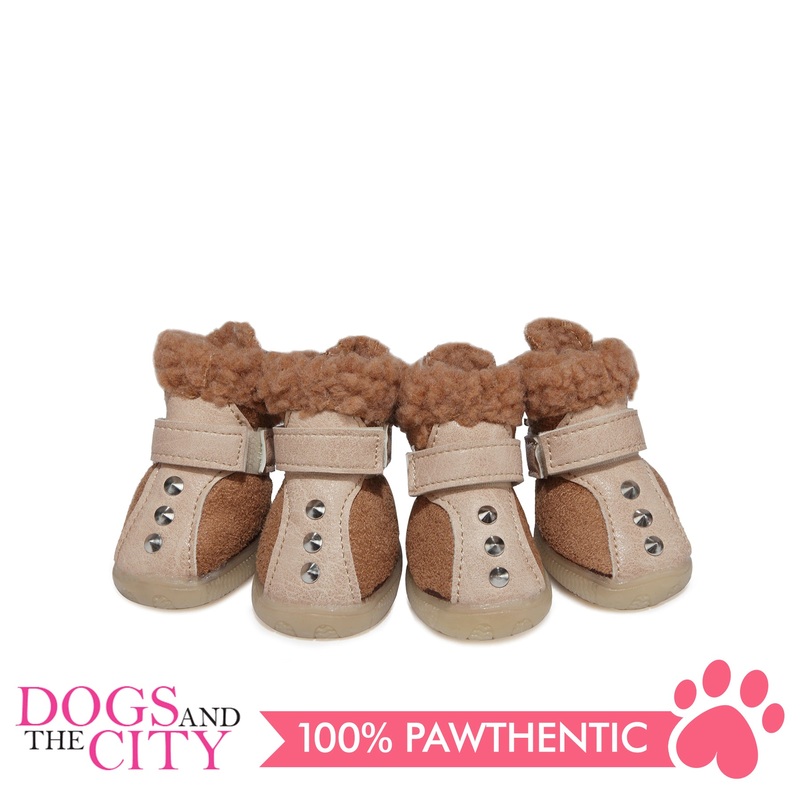 JML Suede with Fur and Rubber Sole Dog Shoes Size 5