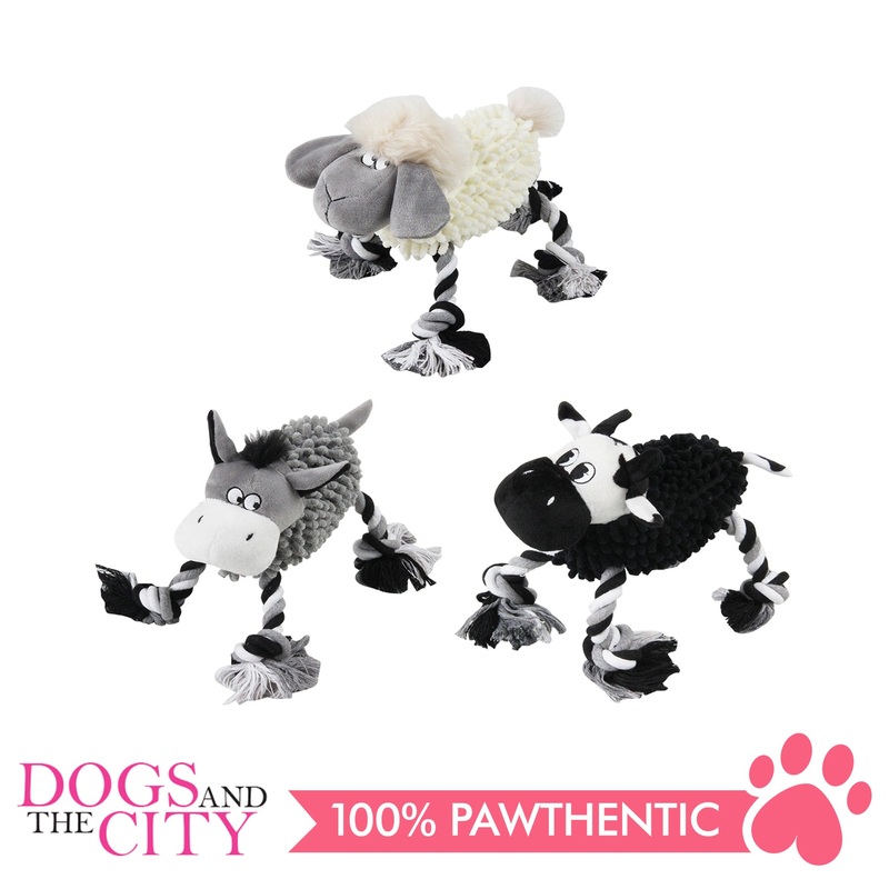 Pawise 15167 Farm Animals Plush Pet Toy