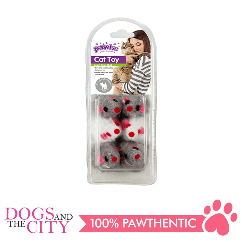 Pawise 28281 Cat Toy 2 Plush Mice 6/pack